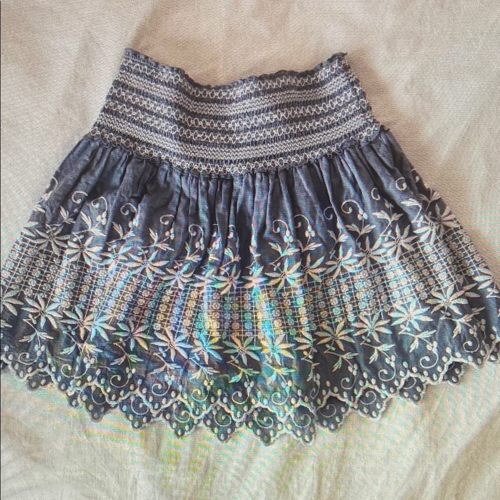 Embroidered Blue Skirt